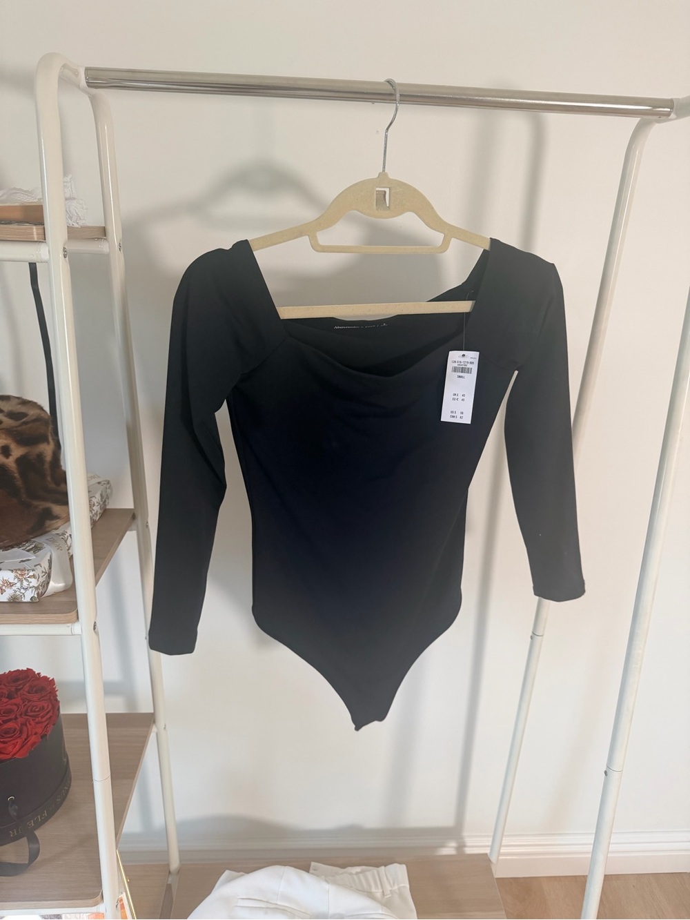 NWT Abercrombie & Fitch Black Off the Shoulder Thong Bodysuit